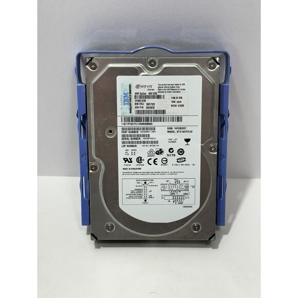 Hard Drive IBM ST3146707LW 146.8GB 10000U/Min SCSI 3.5'' 39R7322 See Photos